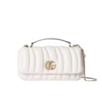 Gucci Gg Milano Mini Top Handle Bag White Puffy Quilted Leather 21Cm ‎806017 Aad71 9110
