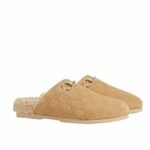 Gucci Women Mule With Horsebit Gg Suede In Beige 798740 Aaduy 9556