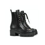 Gucci Women Lace Up Ankle Boot With Gg Black 836050 Aadgl 1000