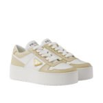 Prada Downtown Bold Leather Sneakers Desert And White 1E792M 3Lpg F0P09 F 050