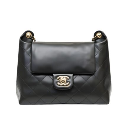 Chanel Hobo Bag Gold Tone Metal In Black 38Cm