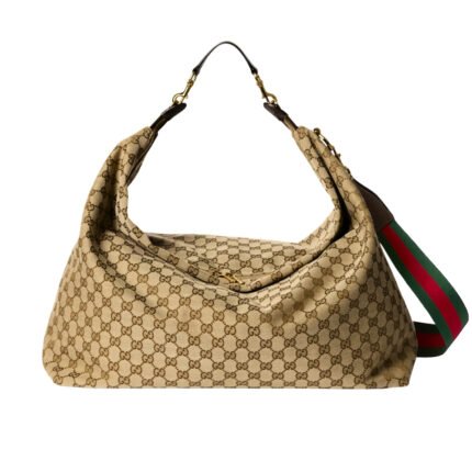Gucci Brera Large Crossbody Bag Sand And Dark Brown GG Canvas 48Cm 864485 FAFV9 9653