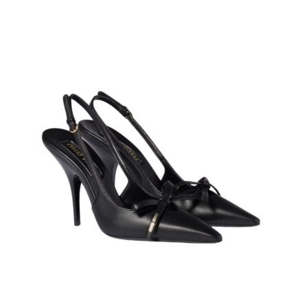 Miu Miu Leather Slingback Pumps With Bow Black 5I474E 79N F0002 F 105