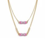 Chanel CC Pendant Necklace With Gold Metal In Pink