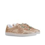 Gucci Women G75 Sneaker Bronze Textured Leather ‎857910 AAFL8 7643
