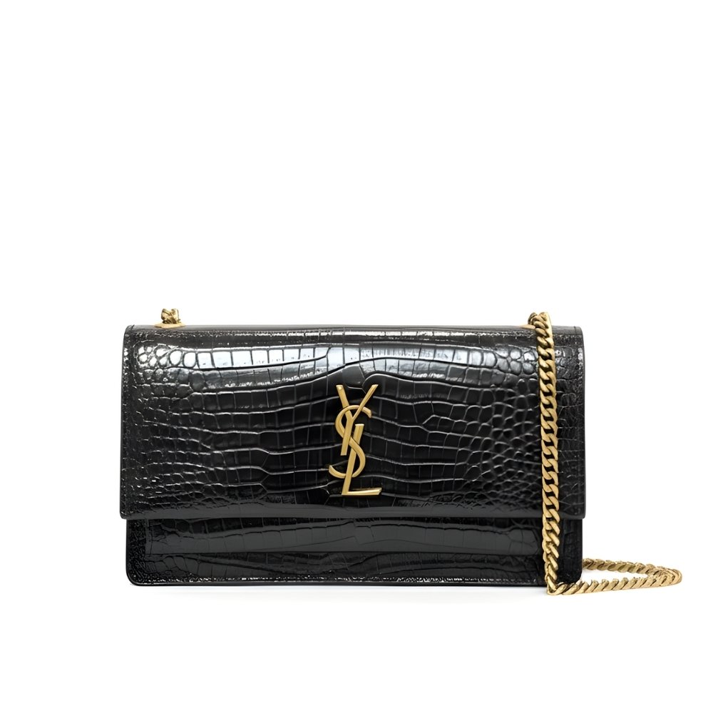 Thumbnails-Emlina-5-2 Saint Laurent Sunset Embossed Clutch Black 22Cm - Image 1