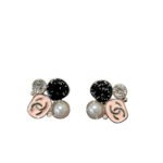 Chanel Resin Pearl And Sparkling Crystal Silver Earrings ABG633 B22459 U4652