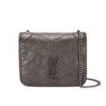 Saint Laurent Niki Vintage Leather Chain Wallet Gray 19Cm