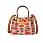Valentino Garavani Vlogo Signature Cherryfic Motif Bag Beige 26Cm