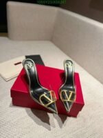 Valentino Vlogo 80 Vinyl Leather Mule In Black - Image 4