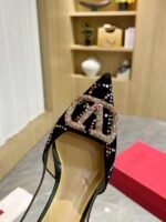 Valentino Vlogo Signature Back Strap Crystal High Heels Black - Image 2