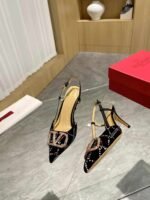 Valentino Vlogo Signature Back Strap Crystal High Heels Black - Image 8