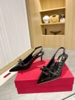 Valentino Rockstud Bow Slingback Pump In Patent Leather With Matching Studs Black 4W2S0Ib8Ixh 0No - Image 7