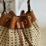 Valentino Rockstud Woven Bucket Bag Brown 19Cm - Image 9