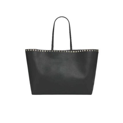 Valentino Garavani Rockstud Grainy Calfskin Tote Bag Black 35Cm 4W2B0B70Vsf 0No