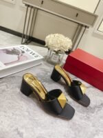 Valentino Garavani One Stud Heeled Sandals Black Ws0El3Cyi0No - Image 5