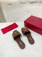 Valentino Garavani Vlogo Signature Slide Sandal Brown - Image 8