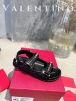 Valentino Garavani Rockstud Flat Sandal In Nappa Leather For Woman In Black Ws0Fe6Mnk 0No - Image 9