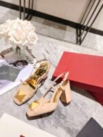 Valentino Garavani One Stud Patent Leather Slingback Pump Rose Cannelle - Image 6