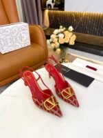 Valentino Garavani Vlogo Signature Slingback Pump In Toile Iconographe Red - Image 6