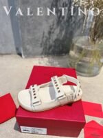 Valentino Garavani Rockstud Flat Sandal In Nappa Leather For Woman In White - Image 9