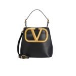 Valentino Garavani Supervee Leather Bucket Bag Black 20Cm