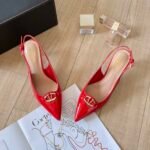 Valentino Vlogo Shiny Leather Leather Heels In Red - Image 8