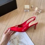 Valentino Vlogo Shiny Leather Leather Heels In Red - Image 5