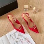 Valentino Vlogo Shiny Leather Leather Heels In Red - Image 3
