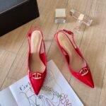Valentino Vlogo Shiny Leather Leather Heels In Red - Image 2