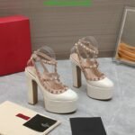 Valentino Rockstud Platform Pump In Patent Leather White - Image 5
