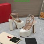 Valentino Rockstud Platform Pump In Patent Leather White - Image 6