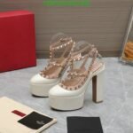 Valentino Rockstud Platform Pump In Patent Leather White - Image 8