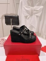 Valentino Rockstud Wedge In Calfskin Black - Image 5