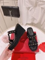 Valentino Rockstud Wedge In Calfskin Black - Image 4