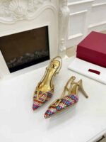 Valentino Garavani Vlogo Woven Leather Slingback Pumps Multicolor - Image 3