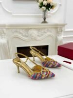 Valentino Garavani Vlogo Woven Leather Slingback Pumps Multicolor - Image 4