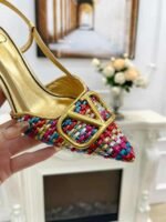 Valentino Garavani Vlogo Woven Leather Slingback Pumps Multicolor - Image 5