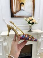 Valentino Garavani Vlogo Woven Leather Slingback Pumps Multicolor - Image 6