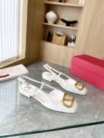 Valentino Garavani V Logo Leather Slingback Flats White - Image 6