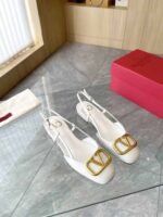 Valentino Garavani V Logo Leather Slingback Flats White - Image 2