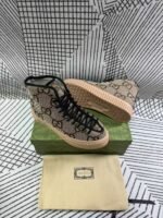 Gucci All Over Gg Logo High Top Sneaker Brown - Image 2