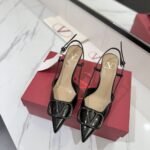 Valentino Garavani Vlogo Signature Patent Leather Slingback Pump Black 4W2S0R01Tmk 0No - Image 3