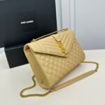 Saint Laurent Envelope Medium In Quilted Grain De Poudre Embossed Leather Bag Beige 24Cm 600185BOW912721 - Image 3