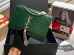 Saint Laurent Kate Tassel Medium Crocodile Embossed Leather With Silver Hardware Green 22Cm - Image 2