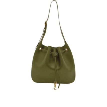 Saint Laurent Paris Vii Medium Flat Hobo Bag In Smooth Leather Army Green 28Cm