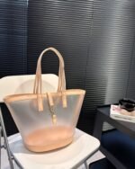 Saint Laurent Panier Medium In Vinyl And Vegetable Tanned Leather Brown 28 Cm 773697Fac0F2275 - Image 2