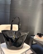 Saint Laurent Panier Medium In Vinyl And Shiny Leather Black 28Cm 773697Fac0X3055 - Image 4