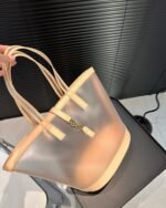 Saint Laurent Panier Medium In Vinyl And Vegetable Tanned Leather Brown 28 Cm 773697Fac0F2275 - Image 8