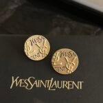 Saint Laurent Ysl Round Earrings Gold - Image 2